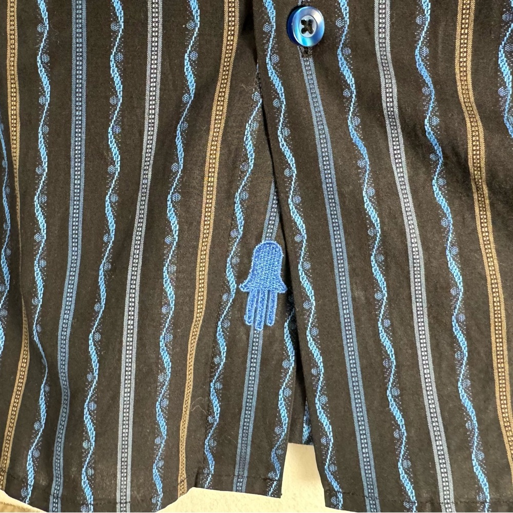 Luchiano Visconti Striped Blue-Black Men's Button-Down Long Sleeve Flip Cuff 3XL - Picture 7 of 8